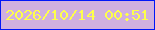 文字の大きさ：2、枠の色：0117f8、背景の色：d0b0df、文字の色：fefe4b 無料ブログパーツのブログ時計