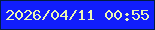 文字の大きさ：2、枠の色：011c46、背景の色：111efd、文字の色：ecf7b4 無料ブログパーツのブログ時計