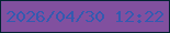 文字の大きさ：4、枠の色：012330、背景の色：81509f、文字の色：345ab0 無料ブログパーツのブログ時計