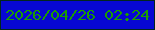 文字の大きさ：4、枠の色：01261e、背景の色：0707d3、文字の色：1a9c01 無料ブログパーツのブログ時計