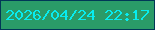 文字の大きさ：2、枠の色：013757、背景の色：2a9b68、文字の色：08ecef 無料ブログパーツのブログ時計