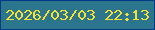 文字の大きさ：5、枠の色：013989、背景の色：2b768d、文字の色：f7e034 無料ブログパーツのブログ時計