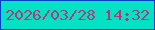 文字の大きさ：4、枠の色：0143bf、背景の色：04e2c6、文字の色：a73d7a 無料ブログパーツのブログ時計