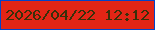 文字の大きさ：5、枠の色：0144c9、背景の色：e22516、文字の色：39300a 無料ブログパーツのブログ時計