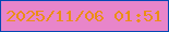 文字の大きさ：1、枠の色：0149b4、背景の色：e885ca、文字の色：ec8e14 無料ブログパーツのブログ時計