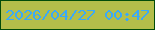 文字の大きさ：5、枠の色：014c09、背景の色：b3be4a、文字の色：3aa9f7 無料ブログパーツのブログ時計