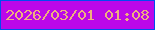 文字の大きさ：4、枠の色：014cf1、背景の色：bb08e9、文字の色：efaf7e 無料ブログパーツのブログ時計