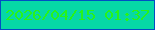 文字の大きさ：1、枠の色：014ec4、背景の色：06d8a6、文字の色：28f318 無料ブログパーツのブログ時計