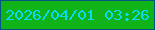 文字の大きさ：2、枠の色：015385、背景の色：11b418、文字の色：0ad9f6 無料ブログパーツのブログ時計