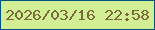 文字の大きさ：5、枠の色：015480、背景の色：d2ef96、文字の色：7a693a 無料ブログパーツのブログ時計