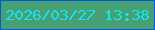 文字の大きさ：1、枠の色：0158e5、背景の色：46a071、文字の色：16e3f5 無料ブログパーツのブログ時計