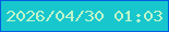 文字の大きさ：1、枠の色：015ee0、背景の色：17c7cd、文字の色：c0f4ca 無料ブログパーツのブログ時計