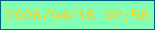 文字の大きさ：5、枠の色：01607e、背景の色：84feb5、文字の色：f2d62d 無料ブログパーツのブログ時計