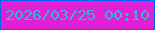 文字の大きさ：4、枠の色：0163f4、背景の色：df20d5、文字の色：2db9d7 無料ブログパーツのブログ時計