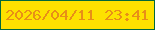 文字の大きさ：4、枠の色：01683c、背景の色：fde100、文字の色：e88f17 無料ブログパーツのブログ時計