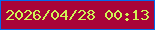 文字の大きさ：2、枠の色：0169ed、背景の色：a80339、文字の色：d0f455 無料ブログパーツのブログ時計