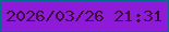 文字の大きさ：4、枠の色：016a8d、背景の色：8d1bd8、文字の色：3e0439 無料ブログパーツのブログ時計
