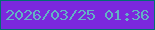 文字の大きさ：5、枠の色：016e73、背景の色：7b28dd、文字の色：63b2c4 無料ブログパーツのブログ時計