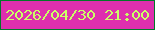 文字の大きさ：5、枠の色：017829、背景の色：de2fae、文字の色：cafe66 無料ブログパーツのブログ時計