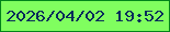 文字の大きさ：3、枠の色：01841b、背景の色：80fe5f、文字の色：082c5a 無料ブログパーツのブログ時計