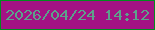 文字の大きさ：1、枠の色：018c1e、背景の色：a41284、文字の色：5ca28b 無料ブログパーツのブログ時計