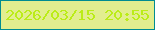 文字の大きさ：2、枠の色：018c91、背景の色：e2ee8f、文字の色：bbec18 無料ブログパーツのブログ時計