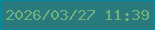 文字の大きさ：3、枠の色：018ca4、背景の色：297a7c、文字の色：73af7c 無料ブログパーツのブログ時計