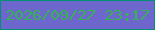 文字の大きさ：2、枠の色：019072、背景の色：6d66cd、文字の色：34b353 無料ブログパーツのブログ時計