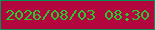 文字の大きさ：1、枠の色：019356、背景の色：b3063e、文字の色：2ac733 無料ブログパーツのブログ時計