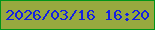 文字の大きさ：2、枠の色：019519、背景の色：97a93f、文字の色：1320e2 無料ブログパーツのブログ時計