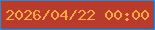 文字の大きさ：1、枠の色：0196fb、背景の色：b83b2c、文字の色：f7a845 無料ブログパーツのブログ時計