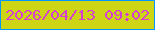 文字の大きさ：2、枠の色：0197fe、背景の色：ced514、文字の色：d640d1 無料ブログパーツのブログ時計
