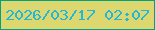 文字の大きさ：5、枠の色：01a281、背景の色：dcd76e、文字の色：23b7d7 無料ブログパーツのブログ時計