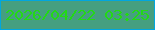 文字の大きさ：5、枠の色：01a6df、背景の色：459f80、文字の色：23d915 無料ブログパーツのブログ時計