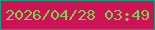 文字の大きさ：5、枠の色：01a97c、背景の色：cd1256、文字の色：7ad254 無料ブログパーツのブログ時計