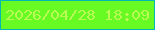 文字の大きさ：3、枠の色：01b6b3、背景の色：68fa23、文字の色：b9fa55 無料ブログパーツのブログ時計