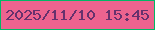 文字の大きさ：1、枠の色：01b766、背景の色：ed638f、文字の色：67316d 無料ブログパーツのブログ時計