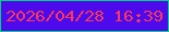 文字の大きさ：2、枠の色：01d27c、背景の色：4d0aec、文字の色：fa375d 無料ブログパーツのブログ時計