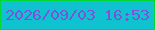 文字の大きさ：2、枠の色：01d834、背景の色：0fc2cf、文字の色：7c52da 無料ブログパーツのブログ時計