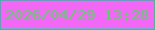 文字の大きさ：3、枠の色：01da97、背景の色：f367f7、文字の色：5ed16d 無料ブログパーツのブログ時計