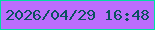 文字の大きさ：1、枠の色：01dea2、背景の色：bb6dfc、文字の色：0a515e 無料ブログパーツのブログ時計