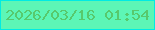 文字の大きさ：4、枠の色：01ebe3、背景の色：5df6b6、文字の色：57c96d 無料ブログパーツのブログ時計