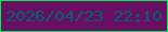 文字の大きさ：4、枠の色：01ef44、背景の色：680f63、文字の色：026274 無料ブログパーツのブログ時計