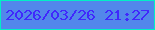 文字の大きさ：2、枠の色：01efc6、背景の色：5287eb、文字の色：4028fc 無料ブログパーツのブログ時計