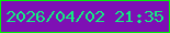 文字の大きさ：1、枠の色：01f006、背景の色：7e10b4、文字の色：14ec82 無料ブログパーツのブログ時計