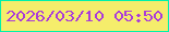 文字の大きさ：5、枠の色：01f0ab、背景の色：f5ed6b、文字の色：aa3bda 無料ブログパーツのブログ時計