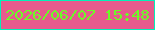 文字の大きさ：2、枠の色：01f0b8、背景の色：e65a8d、文字の色：6bfc26 無料ブログパーツのブログ時計