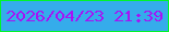 文字の大きさ：2、枠の色：01f42a、背景の色：35aceb、文字の色：a613f5 無料ブログパーツのブログ時計