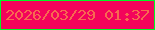 文字の大きさ：1、枠の色：01f724、背景の色：f3045b、文字の色：f76a50 無料ブログパーツのブログ時計