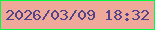文字の大きさ：2、枠の色：01fb40、背景の色：efa99a、文字の色：534489 無料ブログパーツのブログ時計